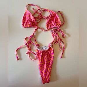 Bright swimwear pink and orange bikini